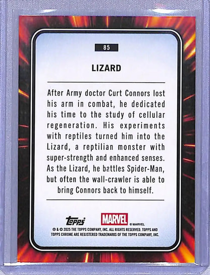 Trading card with character description from 2025 Topps Marvel Chrome Lizard NM-MT