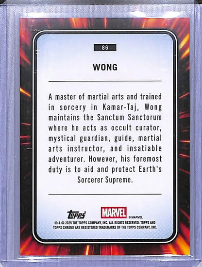 Wong trading card from 2025 Topps Marvel Chrome series, a Marvel Chrome collectible