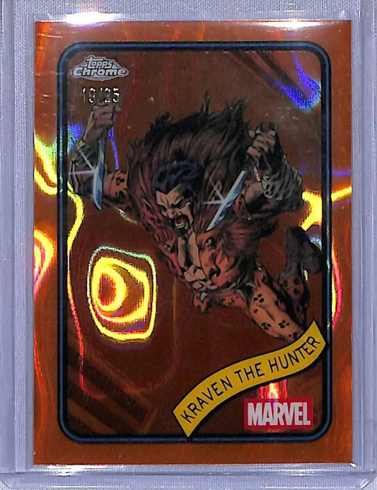 Kraven the Hunter Marvel trading card from 2025 Topps Marvel Chrome Orange series