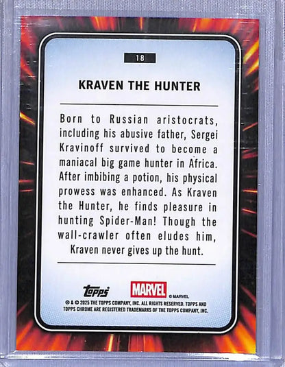 Kraven the Hunter trading card from Topps Marvel Chrome Orange series, number 19/25