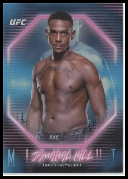 UFC Jamahal Hill trading card from 2025 Topps Midnight UFC series displayed in product