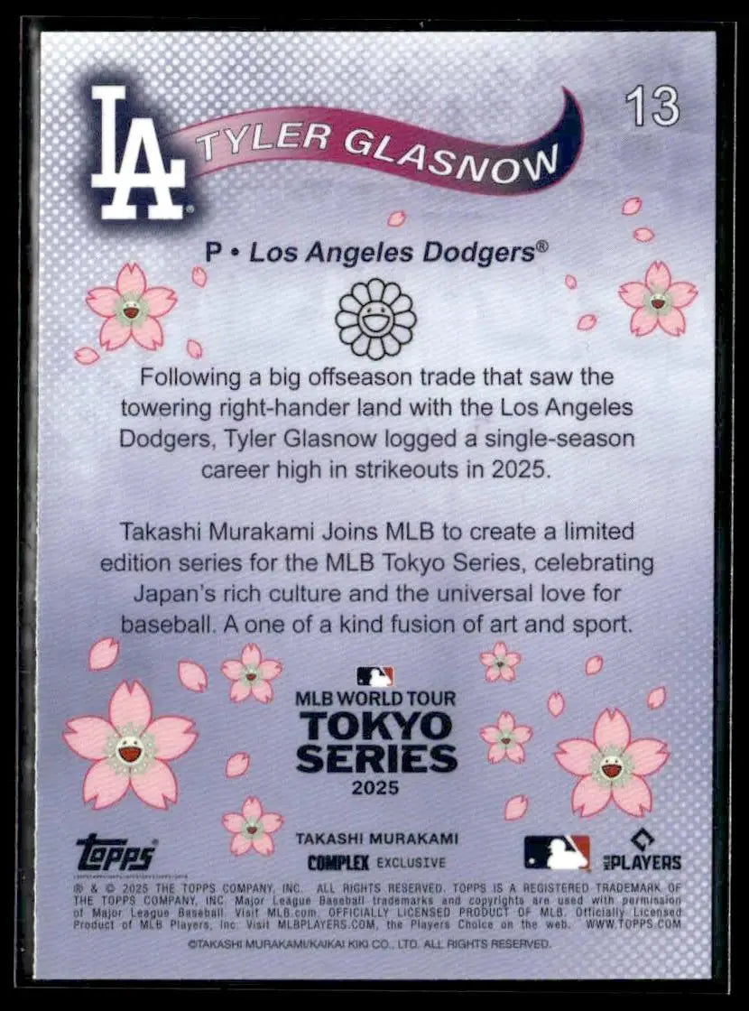 Baseball trading card of Tyler Glasnow from 2025 Topps MLB World Tour Tokyo Series