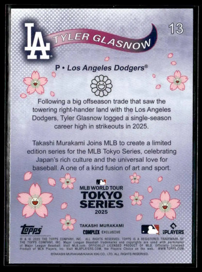 Baseball trading card of Tyler Glasnow from 2025 Topps MLB World Tour Tokyo Series