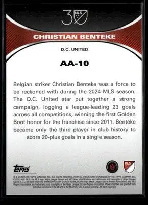 Christian Benteke Topps MLS 30th Anniversary trading card with 30th MLS logo