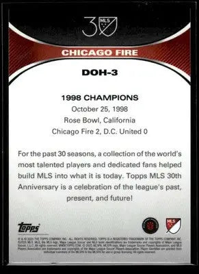 Collectible 2025 Topps MLS 30th Anniv Chicago Fire gold foil trading card