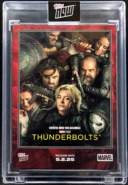 2025 Topps Now Marvel Thunderbolts Card featuring Thunderbolts movie promotional trading card