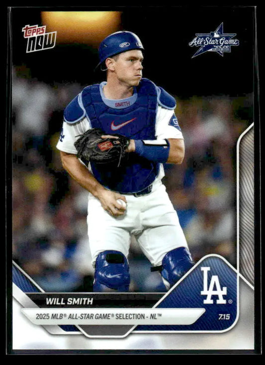 Baseball trading card of Will Smith in Dodgers uniform from 2025 Topps Now MLB All-Star Game