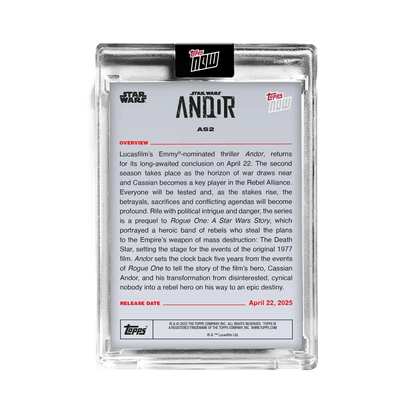 Encased Star Wars Andor trading card from 2025 Topps Now Star Wars Andor Season 2