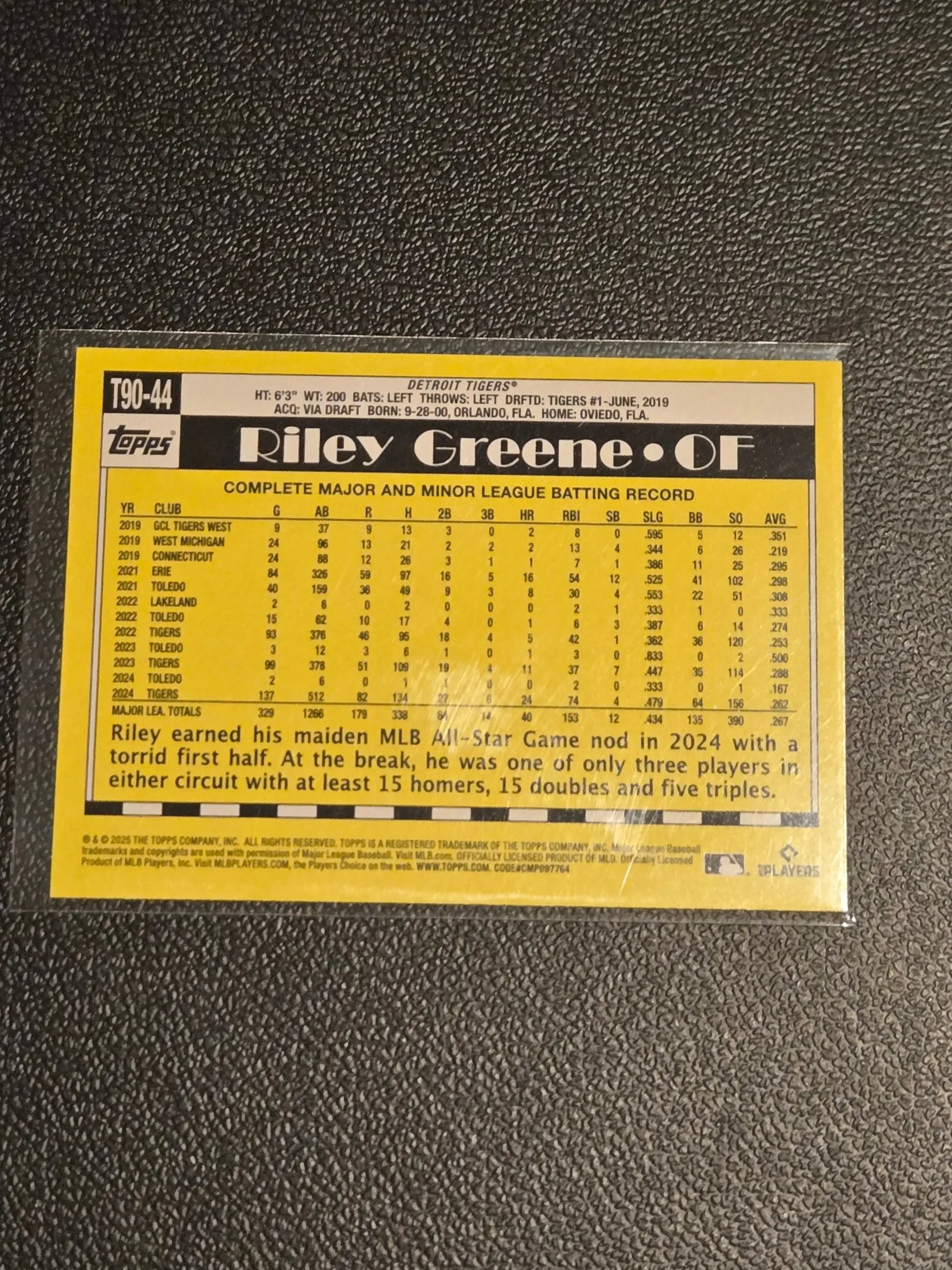 Riley Greene Topps baseball card from 2025 Topps Baseball 35th Anniversary series