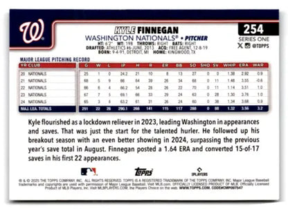 2025 Topps Sandglitter #254 Kyle Finnegan baseball card with original gloss NM-MT