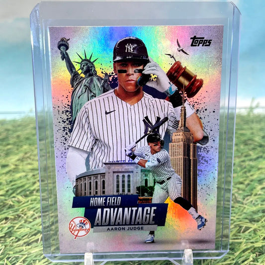 Aaron Judge baseball card from 2025 Topps Series 1 Home Field Advantage set
