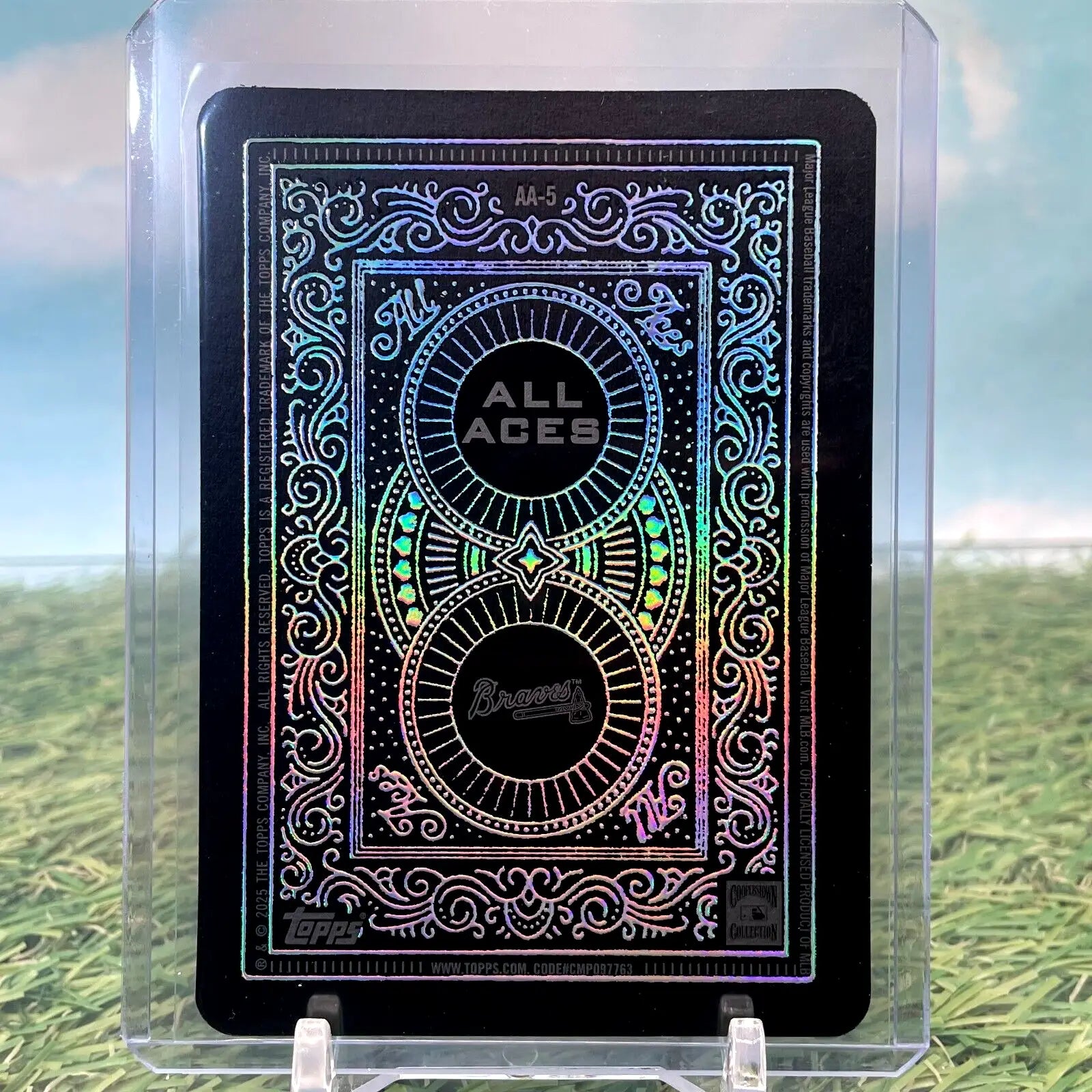 Holographic baseball card featuring Aces Greg Maddux in Greg Maddux Black SSP edition