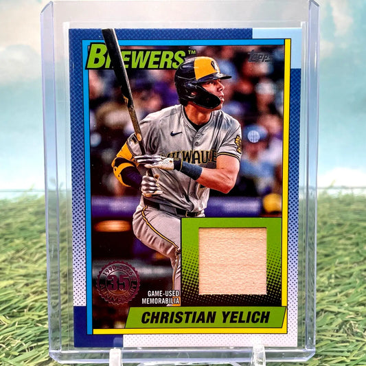 Christian Yelich baseball card from 2025 Topps Series 1 Bat Relic insert