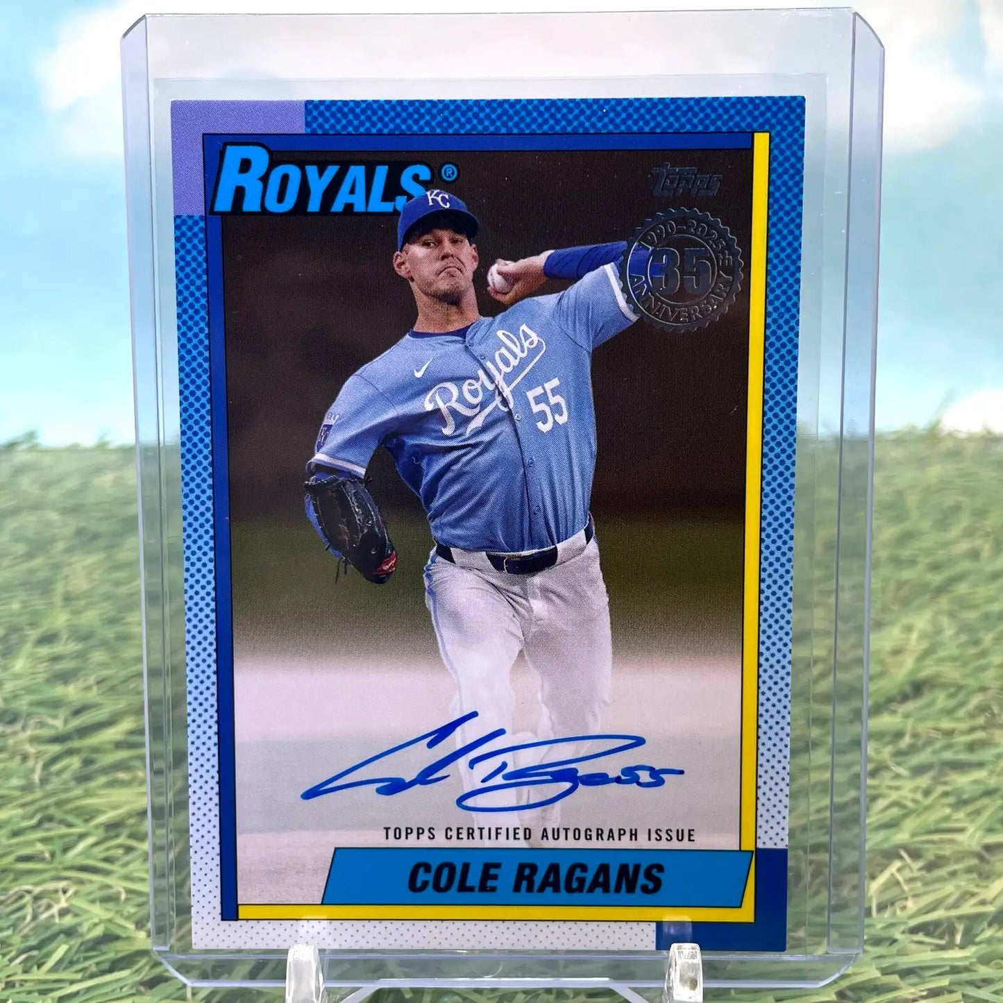 Cole Ragans gold auto baseball card from 2025 Topps Series 1 featuring autographed collectible