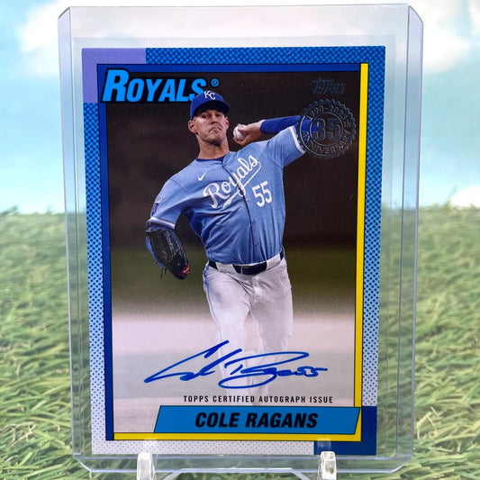 Cole Ragans gold auto baseball card from 2025 Topps Series 1 featuring autographed collectible