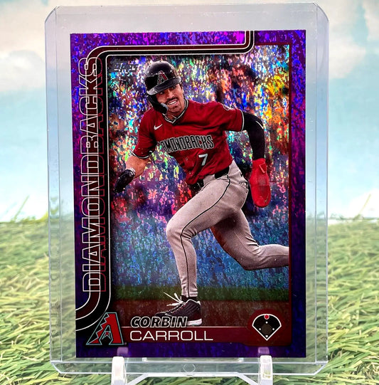 Corbin Carroll Purple Foil baseball card from 2025 Topps Series 1 /250 SP Arizona Diamondbacks
