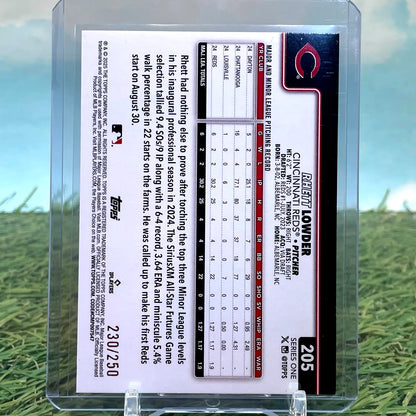 Rhett Lowder baseball card with purple foil parallel 2025 Topps Series 1 Rhett Lowder Purple Foil Parallel