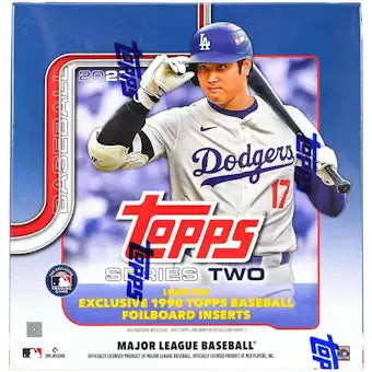 2023 Topps Series Two Baseball Mega Box with trading cards in a baseball mega box