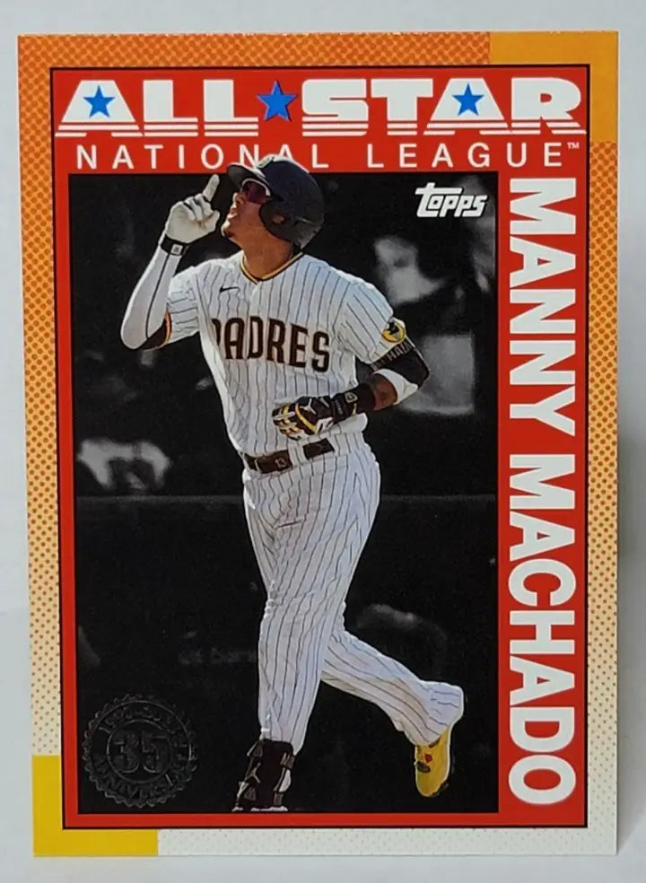 Baseball trading card featuring Manny Machado in San Diego Padres uniform for 2025 Topps Series 2