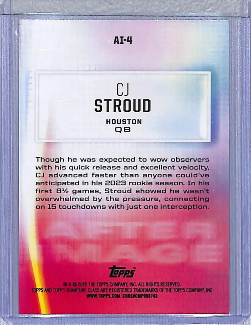 2025 Topps Signature Class CJ Stroud football card Houston Texans NM-MT