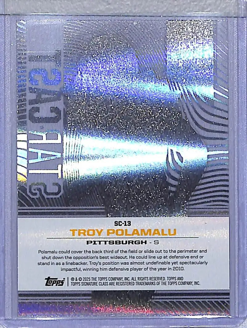 Troy Polamalu football card from 2025 Topps Signature Class Starcast series
