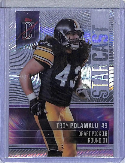Troy Polamalu football card from 2025 Topps Signature Class Starcast series