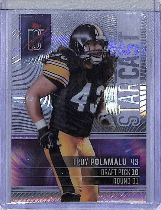 Troy Polamalu football card from 2025 Topps Signature Class Starcast series
