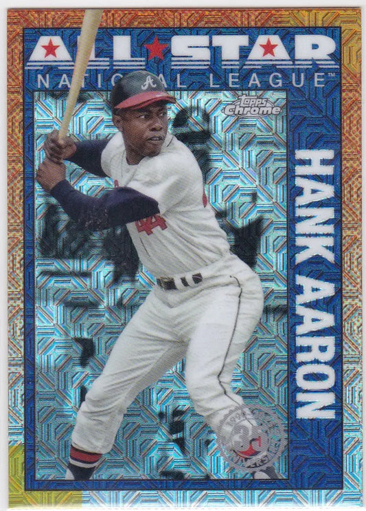 Hank Aaron baseball trading card from Topps Silver Pack Mojo featuring Atlanta Braves star