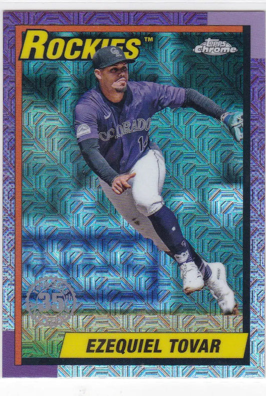 Baseball trading card of Ezequiel Tovar Colorado Rockies from 2025 Topps Silver Pack Mojo