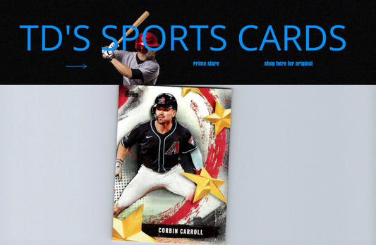 Corbin Carroll Stars of MLB baseball card from 2025 Topps series display
