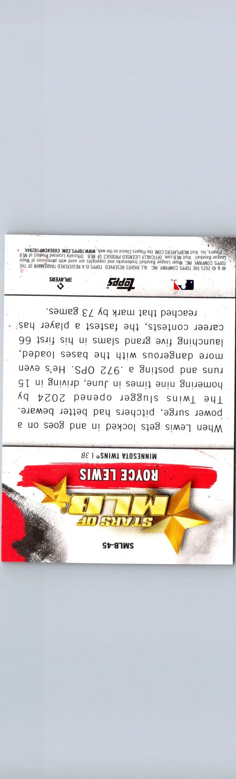 2025 Topps Royce Lewis Stars of MLB baseball card featuring Royce Lewis stars