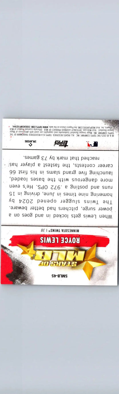 2025 Topps Royce Lewis Stars of MLB baseball card featuring Royce Lewis stars