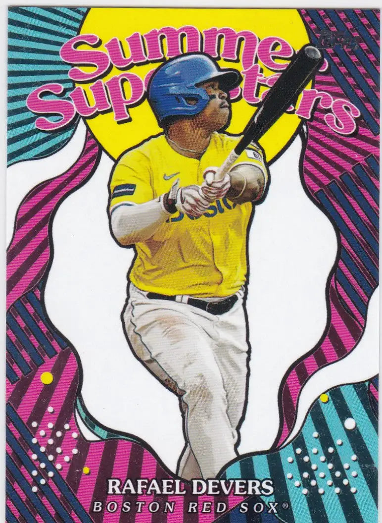 Baseball trading card of Rafael Devers Summer Superstars Boston Red Sox 2025 Topps