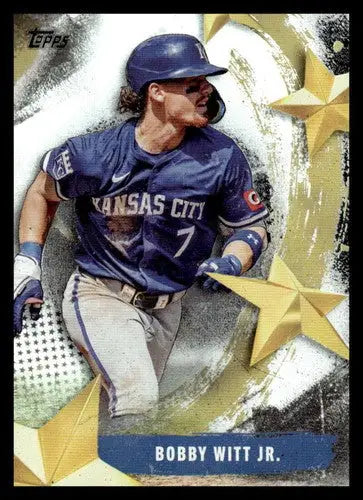 Original gloss 2025 Topps Stars Bobby Witt Jr. baseball card displayed in product