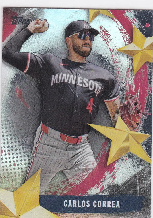 Carlos Correa Minnesota Twins baseball card from 2025 Topps Stars of the MLB