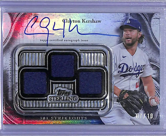 Clayton Kershaw autographed baseball card from 2025 Topps Sterling Los Angeles Dodgers