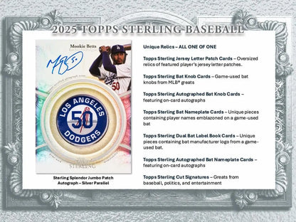 2025 Topps Sterling Baseball autographed relic card from Topps Sterling Hobby Box