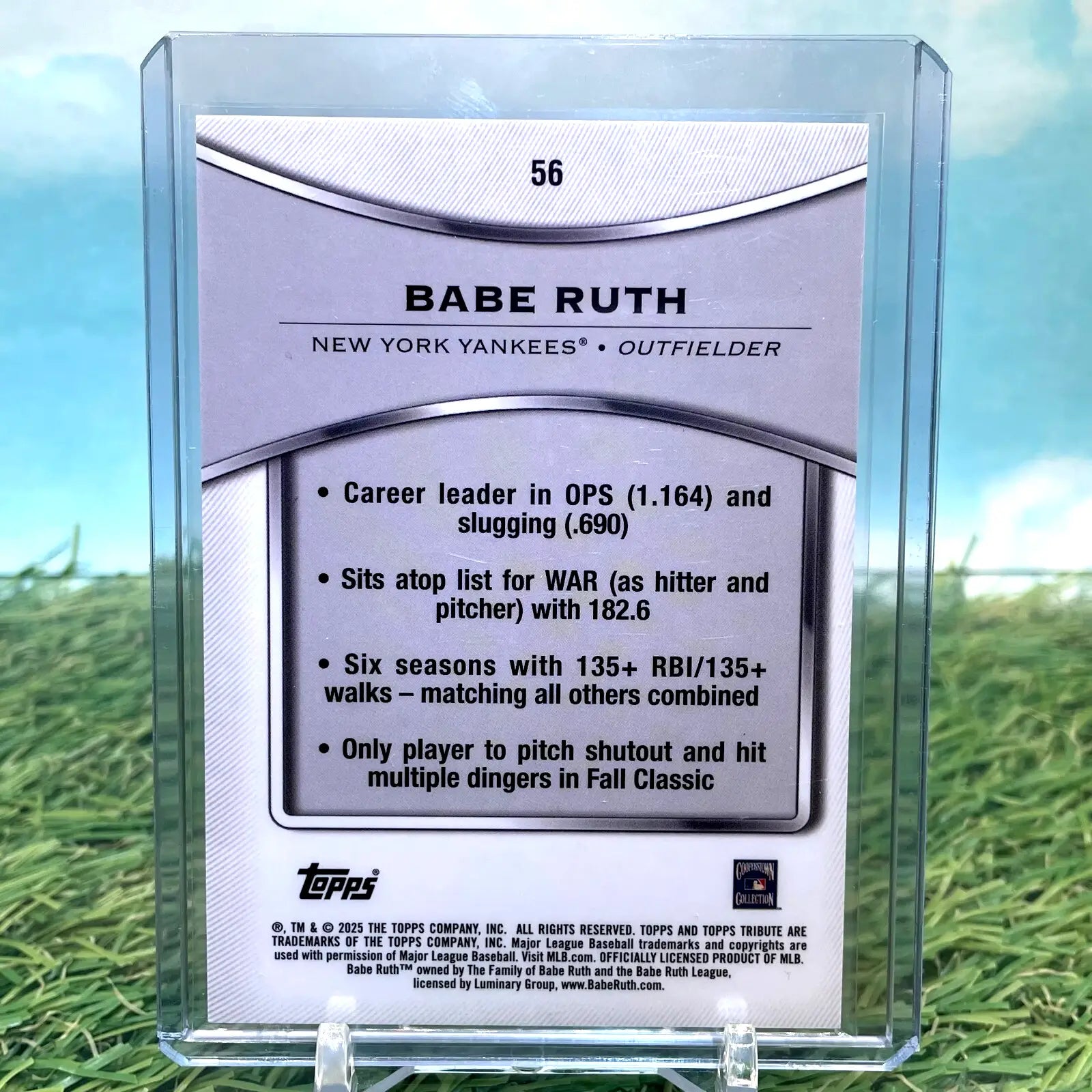 2025 Topps Tribute Babe Ruth baseball card featuring Babe Ruth of the New York Yankees