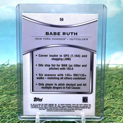 2025 Topps Tribute Babe Ruth baseball card featuring Babe Ruth of the New York Yankees