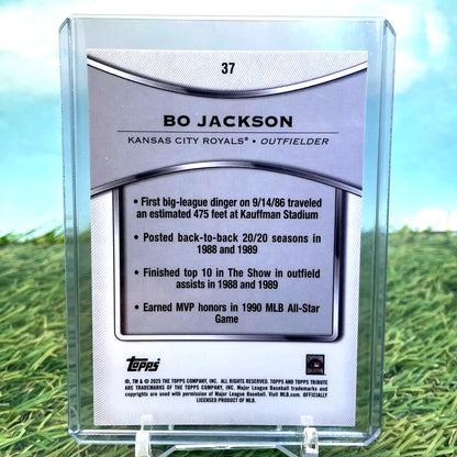 2025 Topps Tribute Bo Jackson baseball card featuring Kansas City Royals collectible