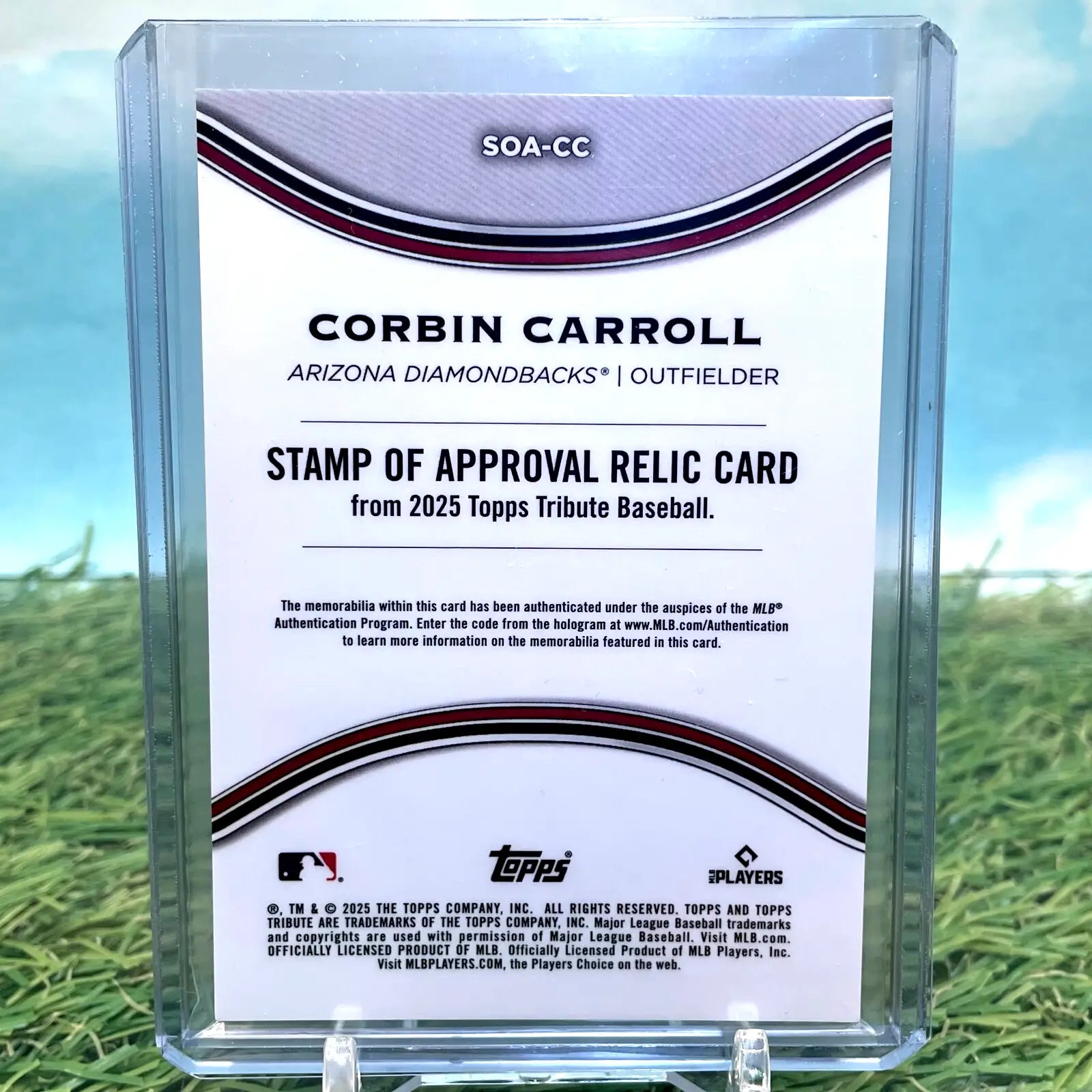 2025 Topps Tribute Corbin Carroll baseball card with game-used relic /50