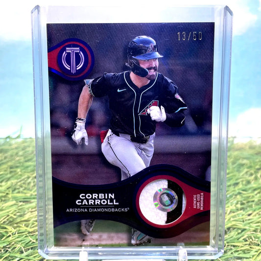 2025 Topps Tribute Corbin Carroll Stamp Of Approval Game Used Relic card
