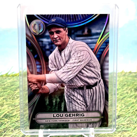 2025 Topps Tribute Lou Gehrig baseball card featuring New York Yankees tribute lou gehrig