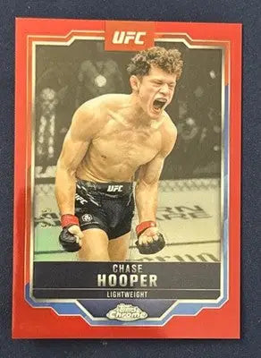UFC trading card featuring Chase Hooper from 2025 Topps UFC Chrome Refractors series