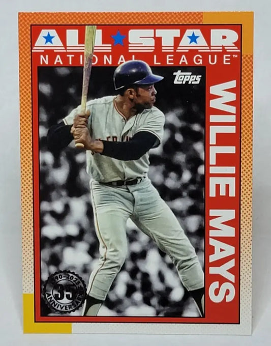 2023 Topps Willie Mays All-Star National League baseball card with 55th anniversary logo