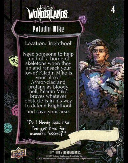 2025 Upper Deck Tiny Tina’s Wonderlands Paladin Mike #4 - Trading Card