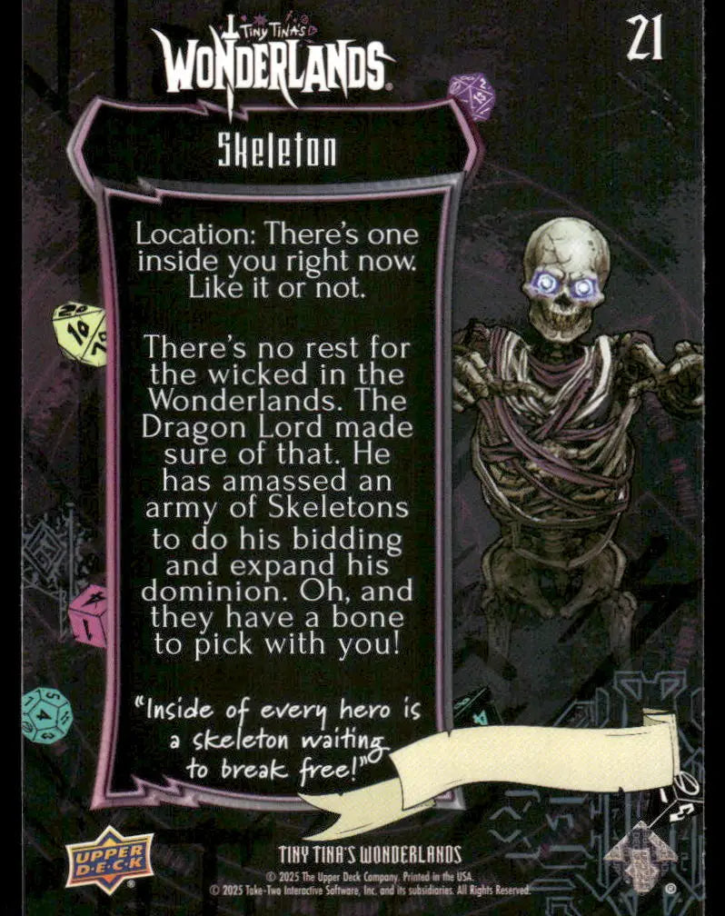 2025 Upper Deck Tiny Tina’s Wonderlands Skeleton #21 - Trading Card