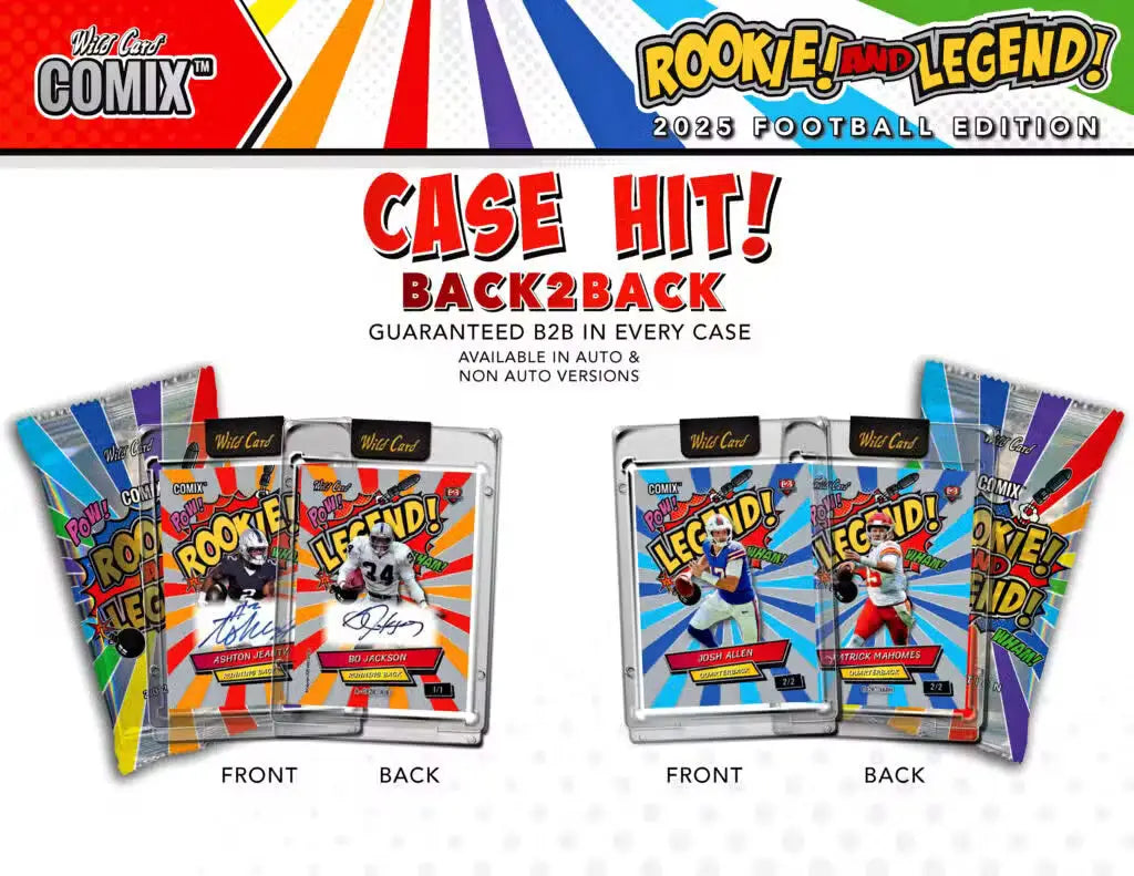 Promotional Wild Card Comix Rookie and Legend Football Hobby trading cards 2025