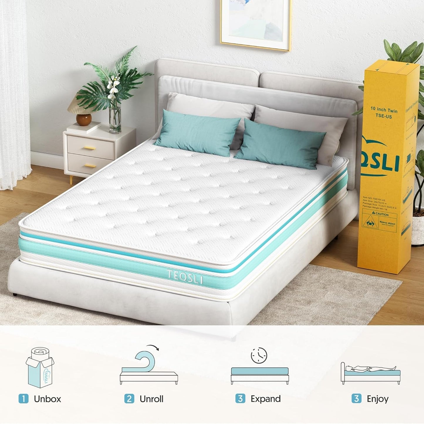Twin Size 10 Inch Hybrid Mattress for Pressure Relief-4