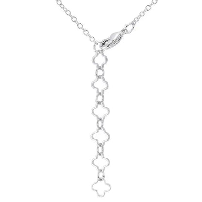 .21 Ct Rhodium Necklace with Floral Links - Necklaces